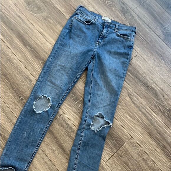 Free People High Rise Busted Knee Skinny Jeans size 30 - Picture 3 of 5